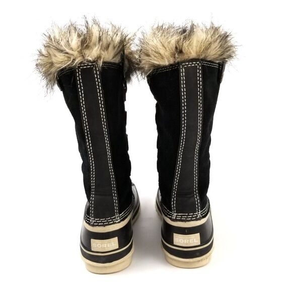 SOREL Joan of Arctic Black Fur Winter Waterproof Snow Duck Knee Boots Gorpcore 8 - Picture 8 of 9